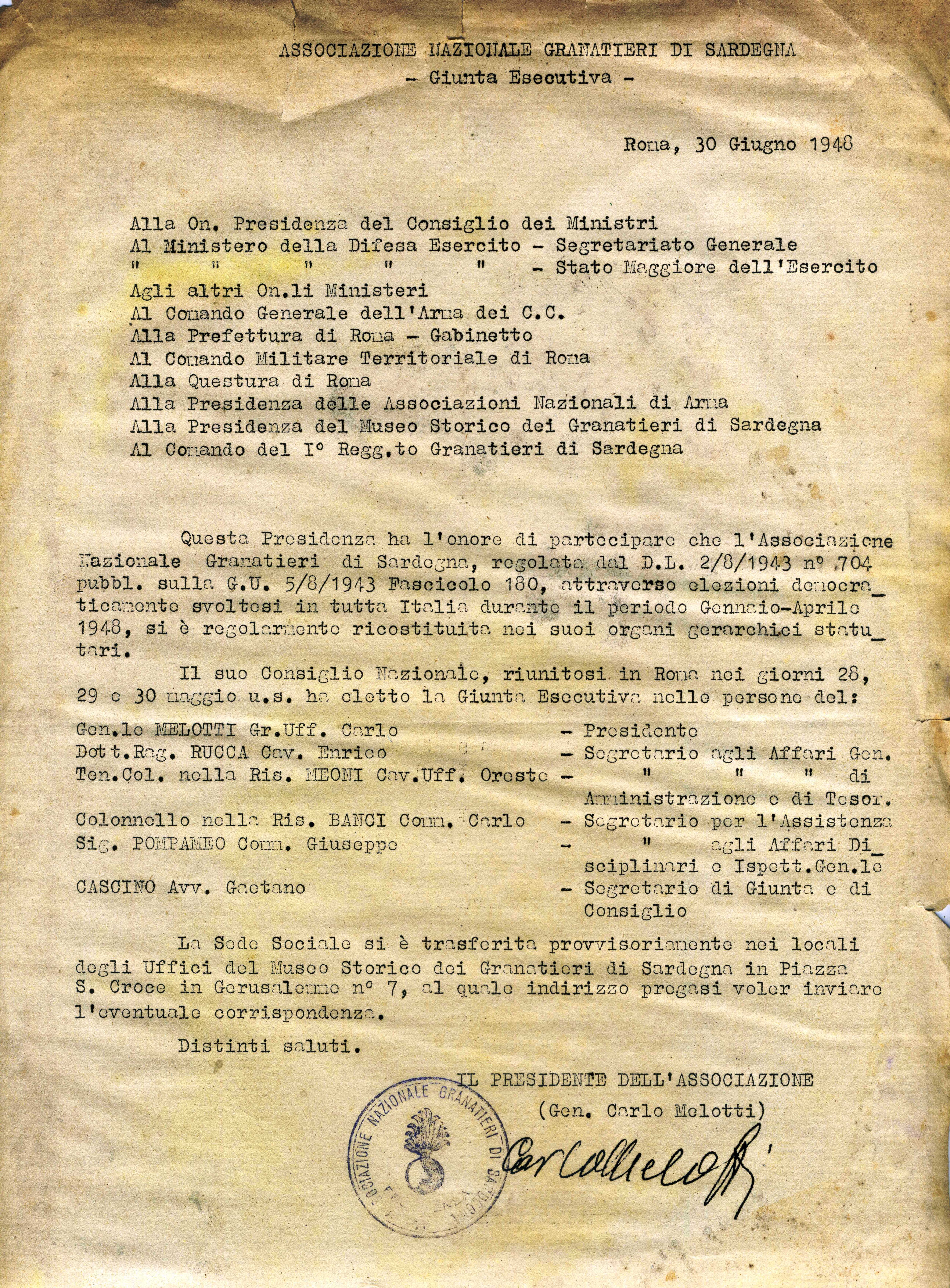 RICOSTITUZIONE ANGS - ANNO 1948 